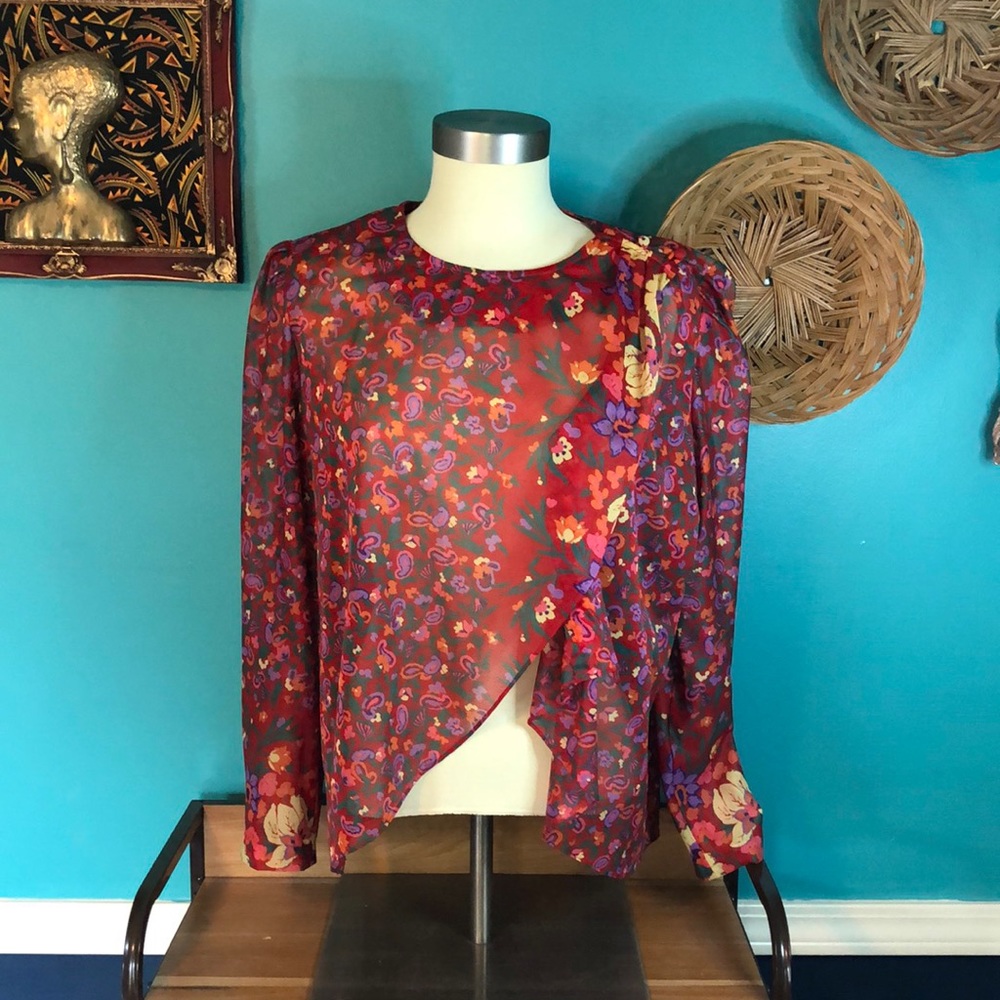 VINTAGE THIN OVER BLOUSE FLORAL DESIGN